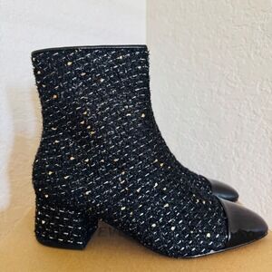 Steve Madden Eiffel Bootie, Tweed Black Sparkle, Low Block Heel, Size 8.5, NWT